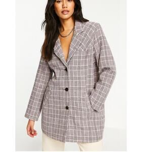 ASOS DESIGN Check Formal Coat With Western Stitching